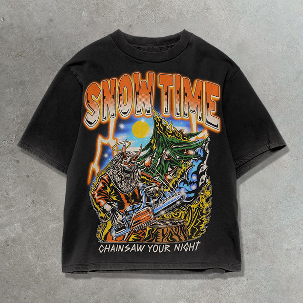 Christmas Grim Reaper Casual Street Vintage T-shirt