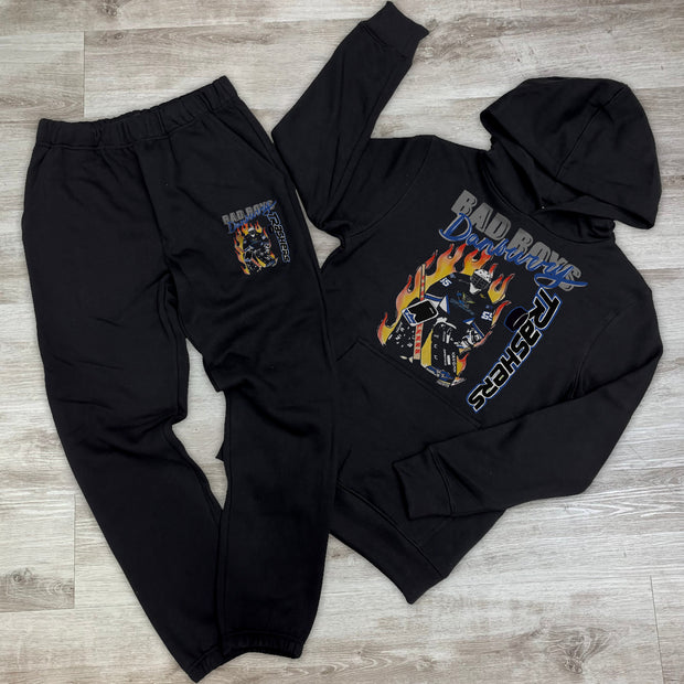 Hip Hop Print Hoodie Pant Set