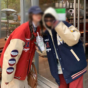 American Christmas stitching jacket jacket men and women thickening casual baseball uniform