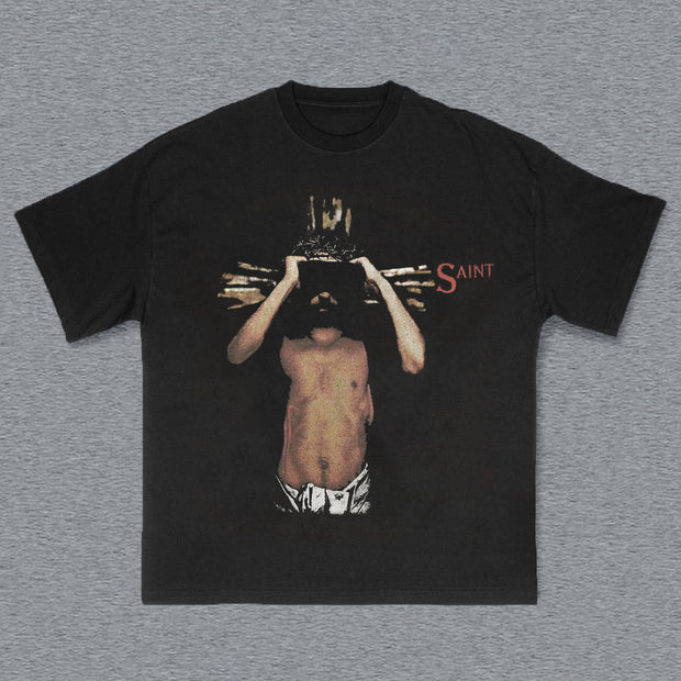 We Live In Hell Print Short Sleeve T-Shirt