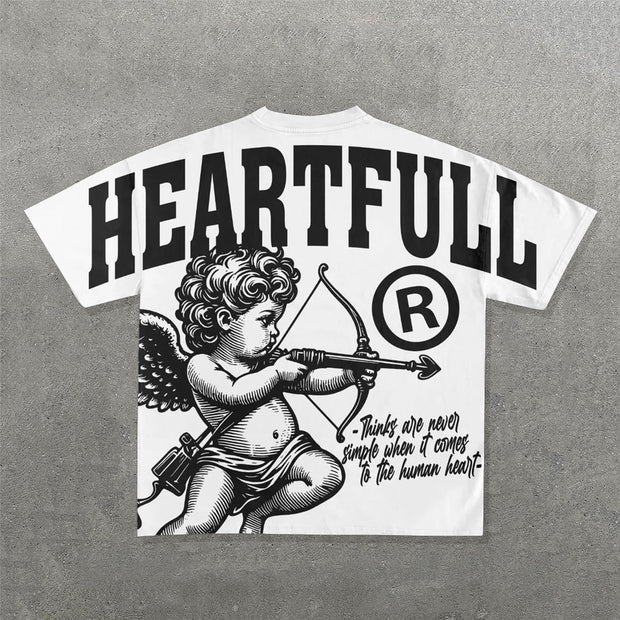 Fashion Heartfull Print Short Sleeve T-Shirt