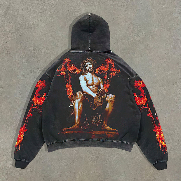 Cross religious print hoodie