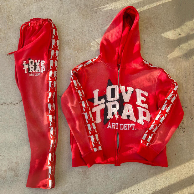 Love Trap Zip Hoodie and Pants Two-Piece Set