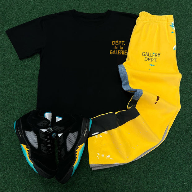 Contrast Color Print T-shirt Sweatpants Two Piece Set