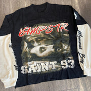 Saint Prayer Casual Street Stitching Long Sleeve T-Shirt