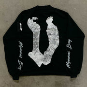 Saint Prayer Casual Street Stitching Long Sleeve T-Shirt