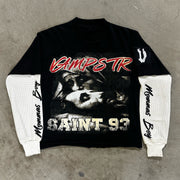 Saint Prayer Casual Street Stitching Long Sleeve T-Shirt