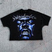 Jesus casual street retro print T-shirt