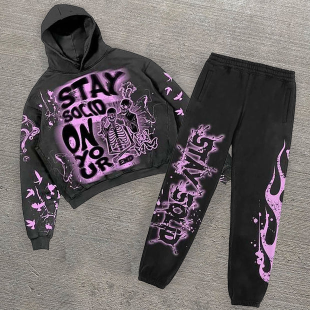 Save Cool Print Casual Street Hoodie Two-Pack Set