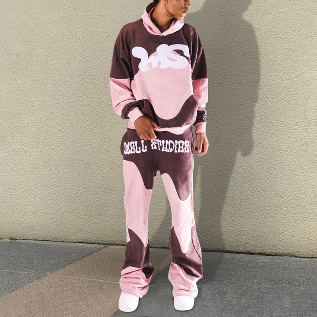 Stylish and Casual Contrast Color Hoodie Set