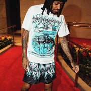 Brain UFO Casual Street T-shirt Mesh Shorts Two-piece Set