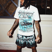 Brain UFO Casual Street T-shirt Mesh Shorts Two-piece Set