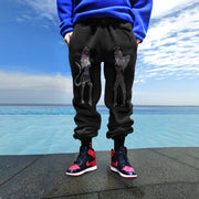 Street style angel and devil print casual trousers