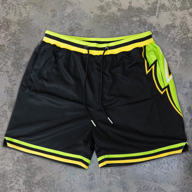 Casual Lightning Contrast Panel Fashion Sports Shorts