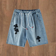 Personalized street print denim shorts