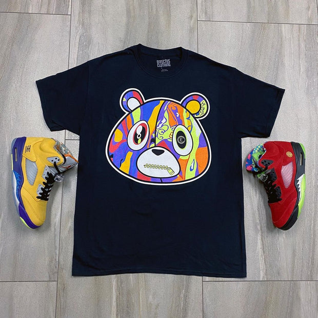 Contrast bear print round neck short sleeve top