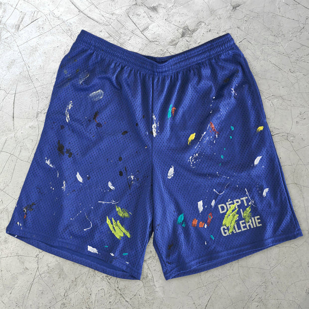 Tide Brand Paint Spray Graffiti Mesh Shorts