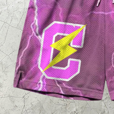 Lightning Alphabet Graphic Print Elastic Shorts