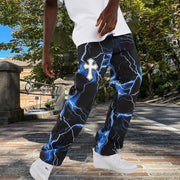 Tide brand printed cross hip-hop lightning street trousers