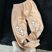 Street casual fashion cross pattern trousers