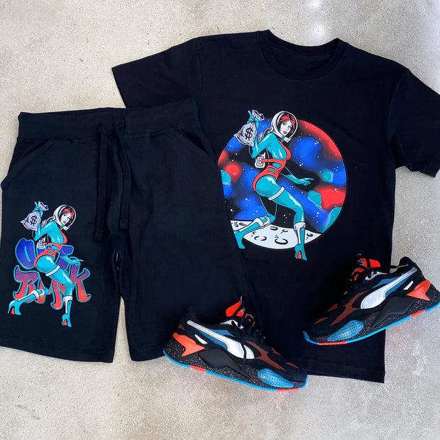 Casual cartoon print sports suit