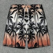 Printed Coconut Beach Loose Short Sleeve Shirt Shorts Set