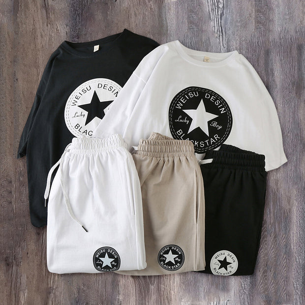 Sports suit Hong Kong style loose short-sleeved t-shirt trendy shorts