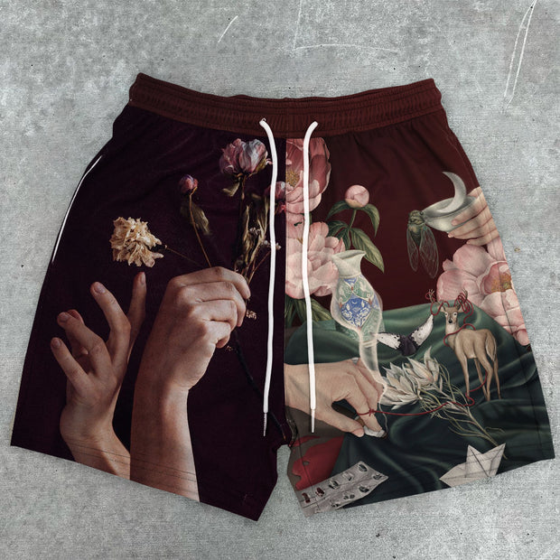 Trendy retro street casual art shorts