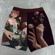 Trendy retro street casual art shorts