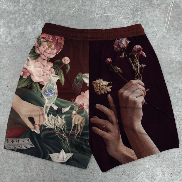 Trendy retro street casual art shorts