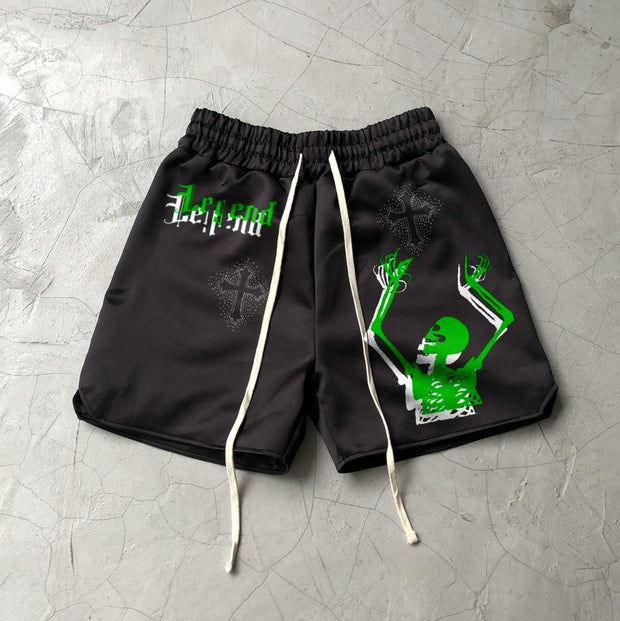 Skull Cross Fashion Retro Street Shorts