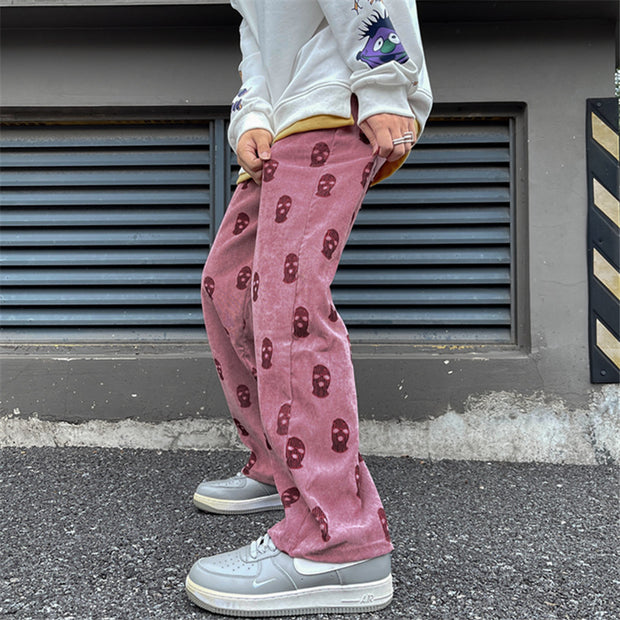 Robbers hood full printed retro corduroy casual trousers