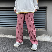 Robbers hood full printed retro corduroy casual trousers