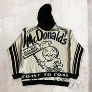 Street retro casual cartoon pattern hoodie