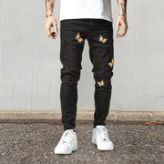 Butterfly pattern personalized street pencil pants jeans