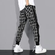 Plaid Drawstring Sports Casual Pants
