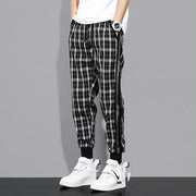 Plaid Drawstring Sports Casual Pants