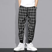 Plaid Drawstring Sports Casual Pants