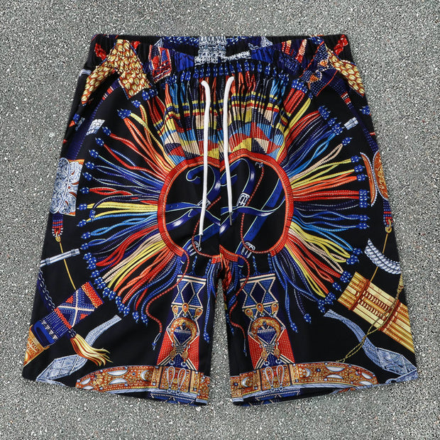 Tide brand casual Indian pattern short-sleeved shirt suit