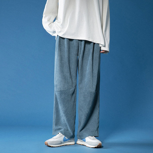 Corduroy high waist loose drape straight casual plus velvet thick trousers