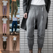 Casual style retro slim knitted wool pants