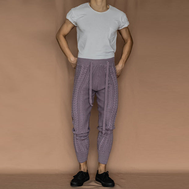 Casual style retro slim knitted wool pants
