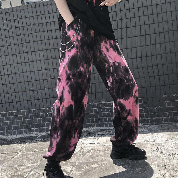 Street fashion tie-dye loose-fit slacks
