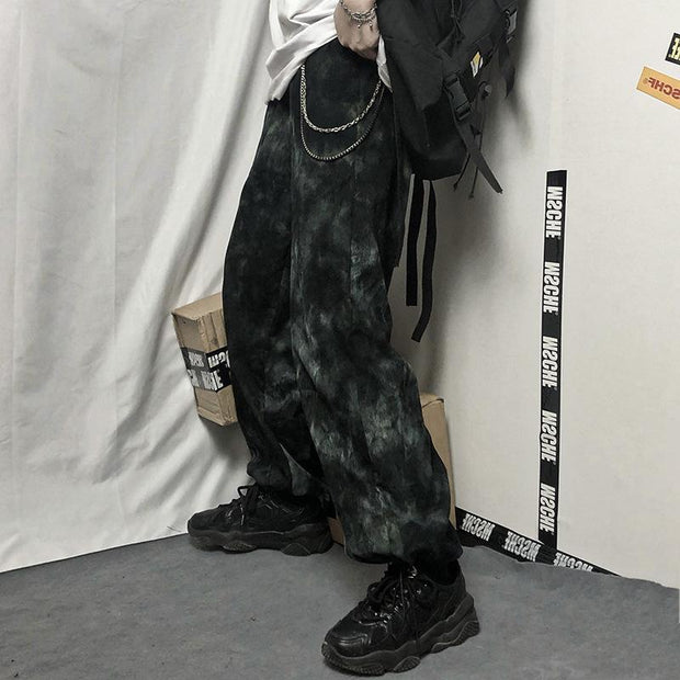Street fashion tie-dye loose-fit slacks
