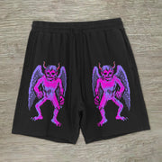Street style personality devil print casual shorts