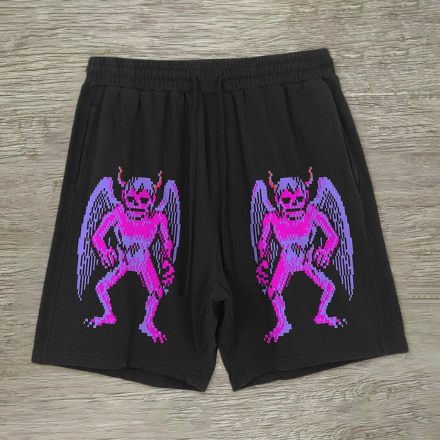 Street style personality devil print casual shorts