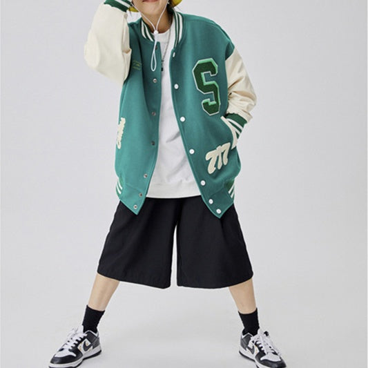 Embroidered casual street home lovers baseball jacket