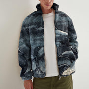 Fashion retro dolphin print polar fleece jacket
