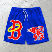 graphic print elastic shorts