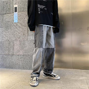 Stitched jeans men's design sense straight-leg trousers